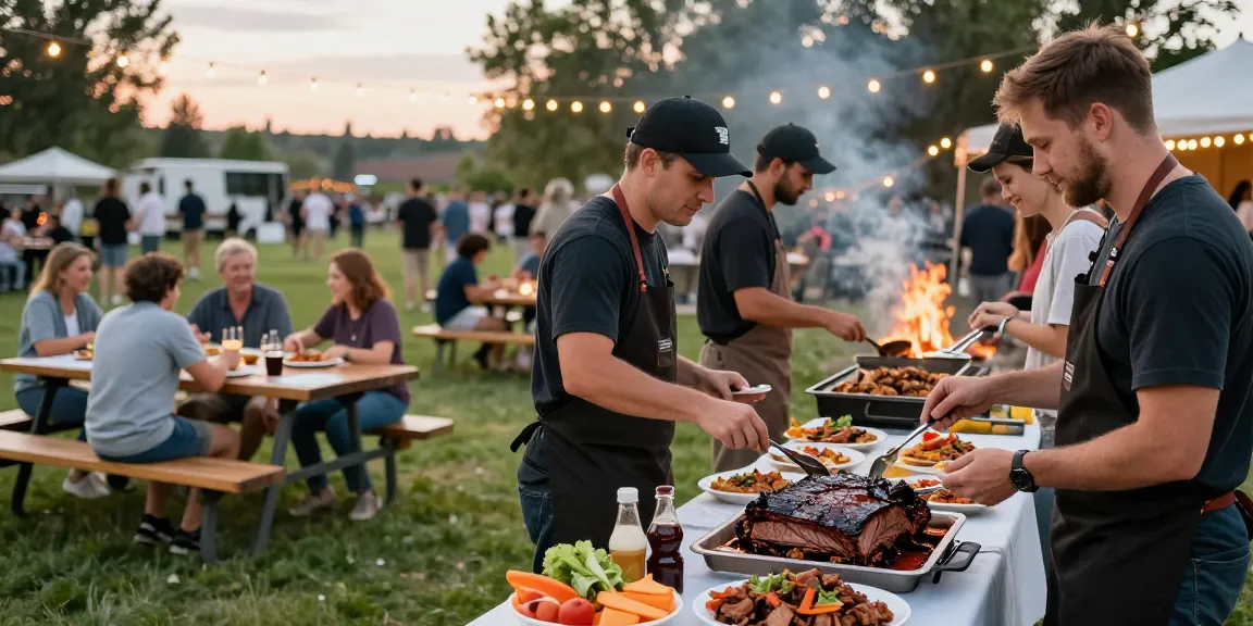 bbq catering alberta event with enticing smokehouse dishes served outdoors during festive gathering